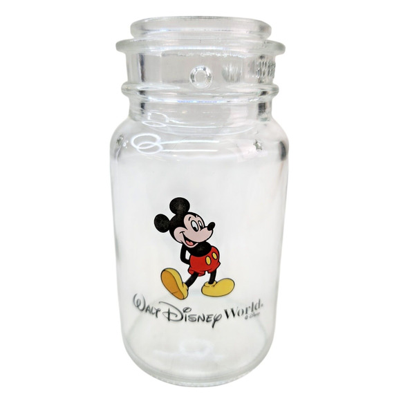 Disney Other - Vintage Walt Disney Mickey Mouse Clear Glass Jar 5" Pencil Holder Flower Vase